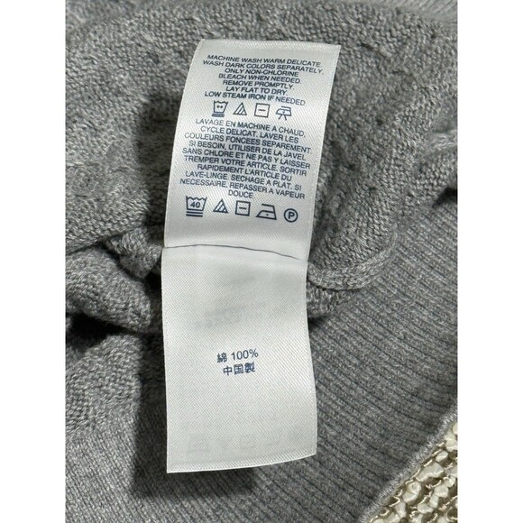 Lands End Sweater Turtle Neck Large 14/16 Long Sleeved Gray Basketweave - Picture 6 of 9